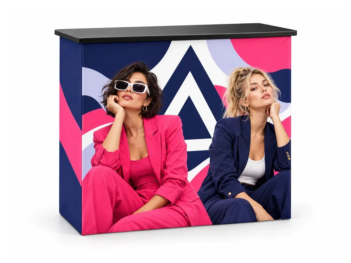 Easy Grip Pop-Up Promo Counter with print, on a white background